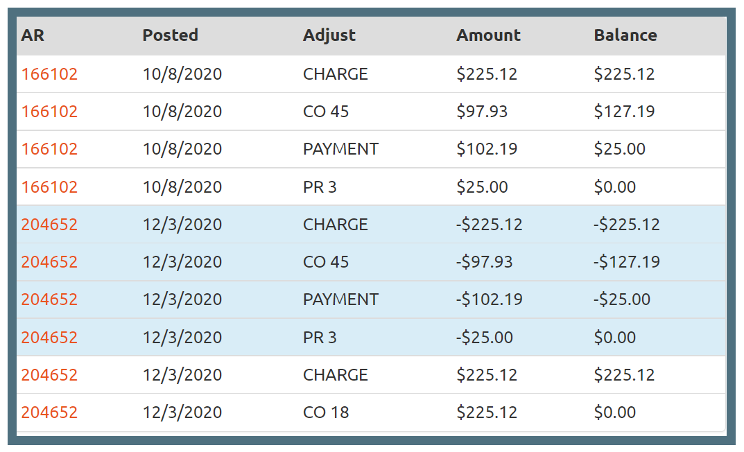 Payment processing screen